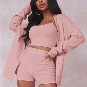 NWOT crop cami top with coat & short set